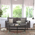 Flash Furniture Evie Mid-Century Modern Sofa - Stone Gray Faux Linen Fabric Upholstery - Real Wood Frame and Legs
