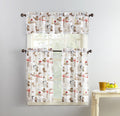 No. 918 Brew Coffee Shop Semi-Sheer Rod Pocket Kitchen Curtain Valance and Tiers Set, 54 x 36, White