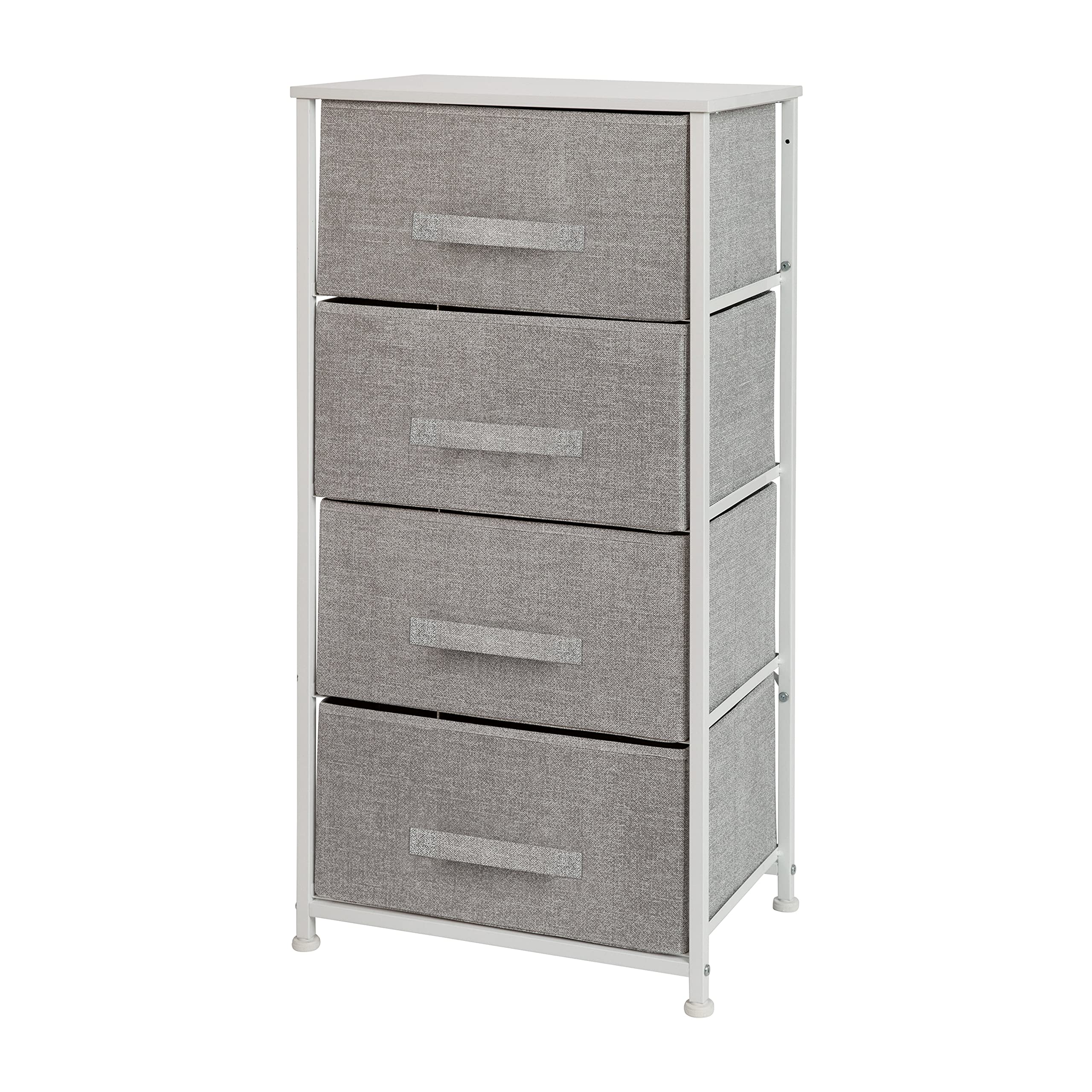 Flash Furniture Harris 4-Drawer Storage Chest of Drawers, Modern Bedroom Dresser with 4 Easy Pull Fabric Drawers and Engineered 