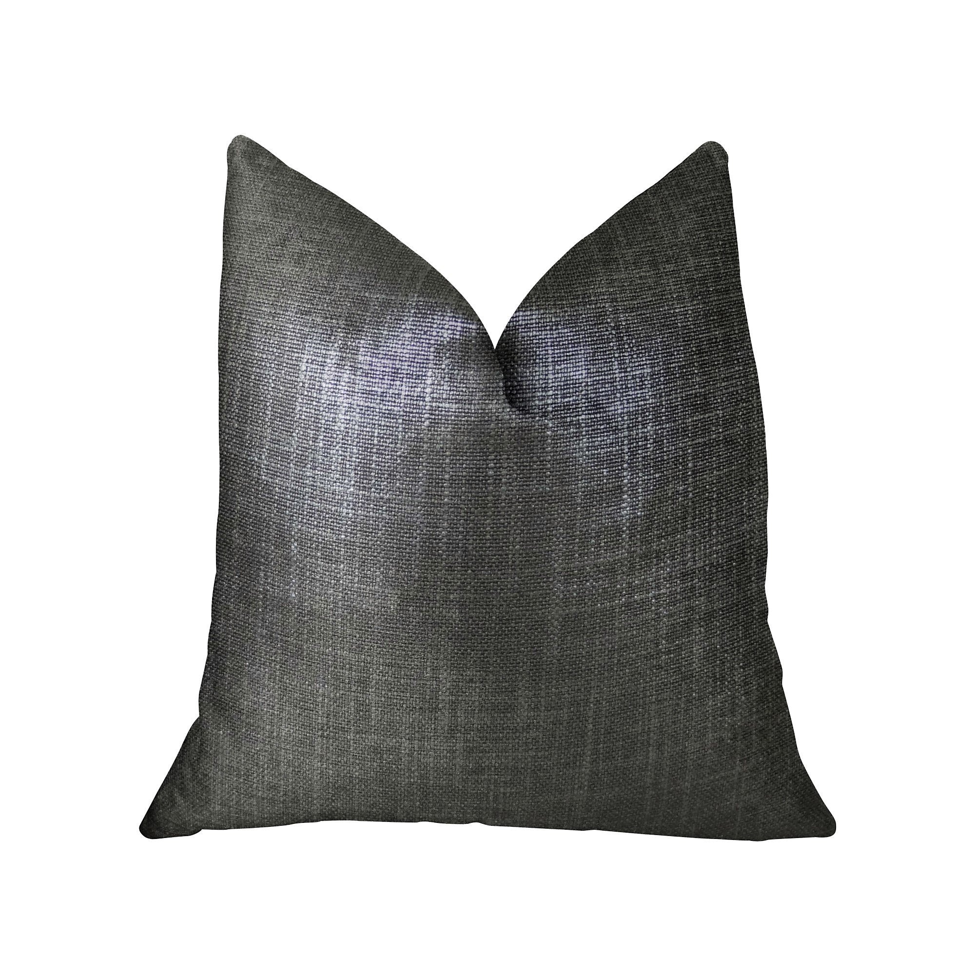 Plutus Brands Plutus Glazed Linen Indigo Handmade Throw Pillow, 20 x 30 Queen, Gray