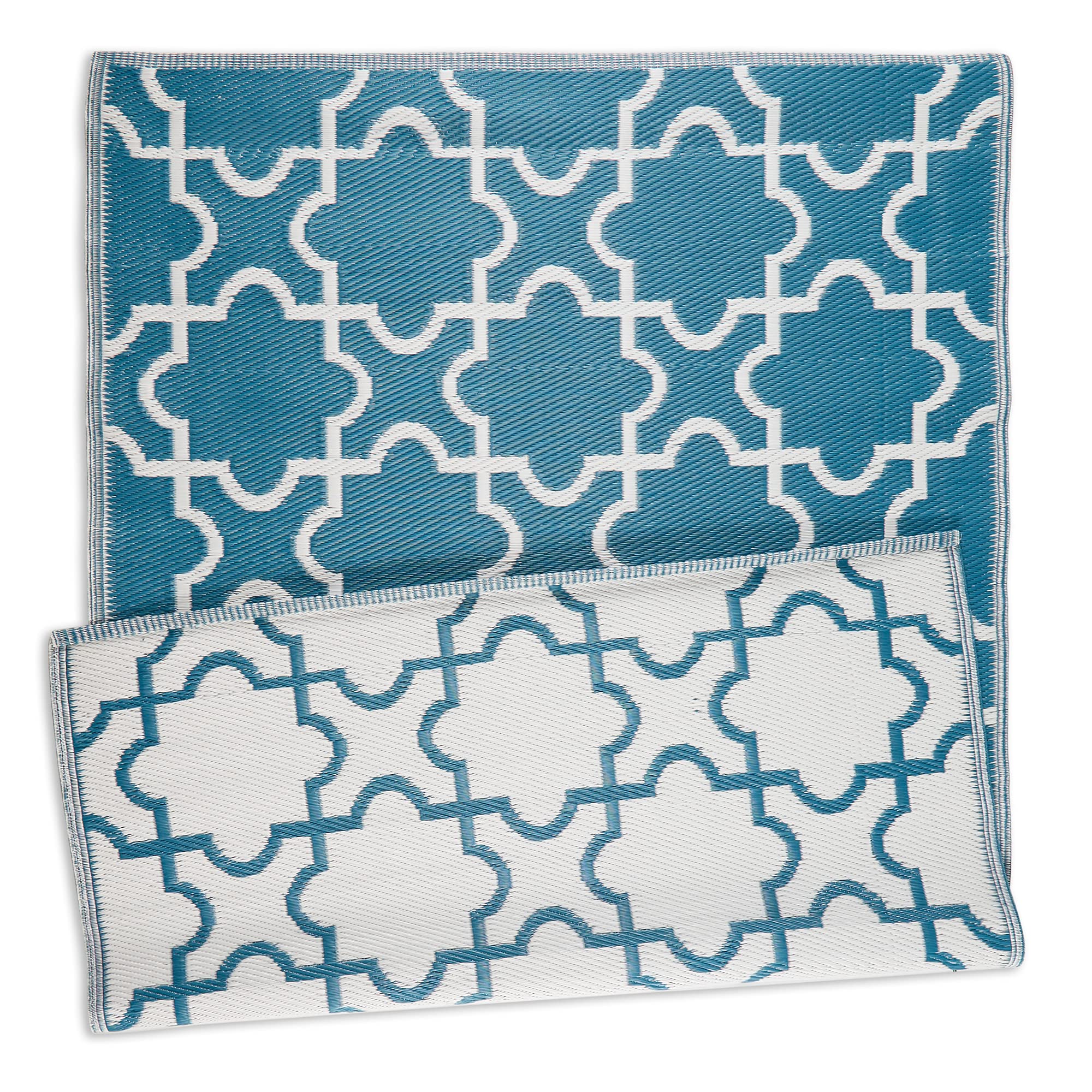 DII Reversible Outdoor Lattice Woven Rug, 4x6 Ft, Storm Blue