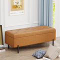 Apeaka Faux Leather Storage Bench Tufted Upholstered Ottoman Bench with Storage for Bedroom Living Room Entryway Rectangular Acc