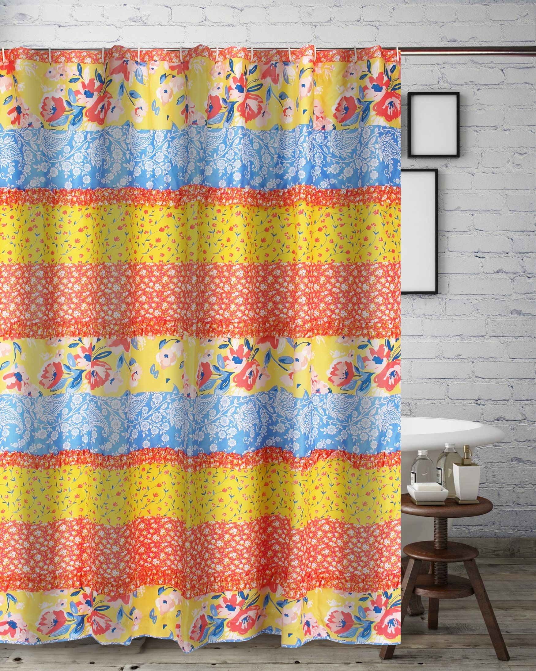 Greenland Home Fashions Fabric Sensations Shower Curtain, Stylish Bathroom Decor, Machine Washable, 72 inches x 72 inches, Skyla