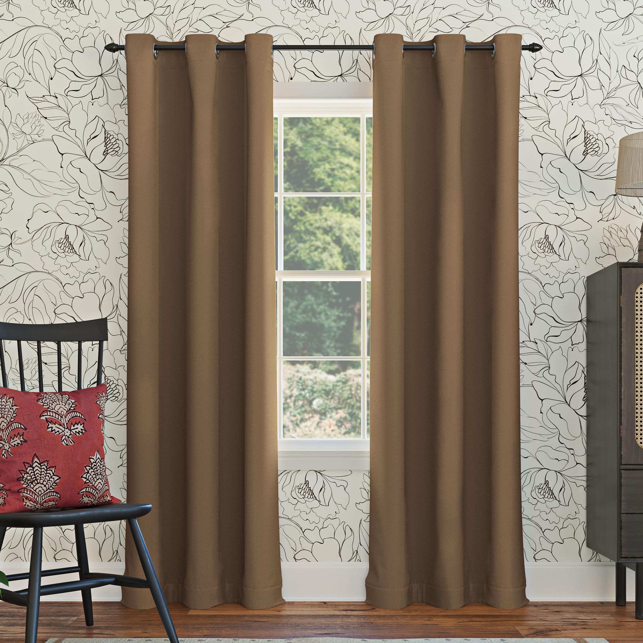 Sun Zero Easton Energy Saving Blackout Grommet Curtain Panel, 40 x 84, Barley