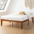 Mellow Naturalista Classic 16 Inch Solid Wood Platform Bed with Wooden Slats, Cherry, King