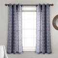 Lush Decor Farmhouse Textured Grommet Sheer Window Curtain Panel Pair, 38W x 63L, Navy