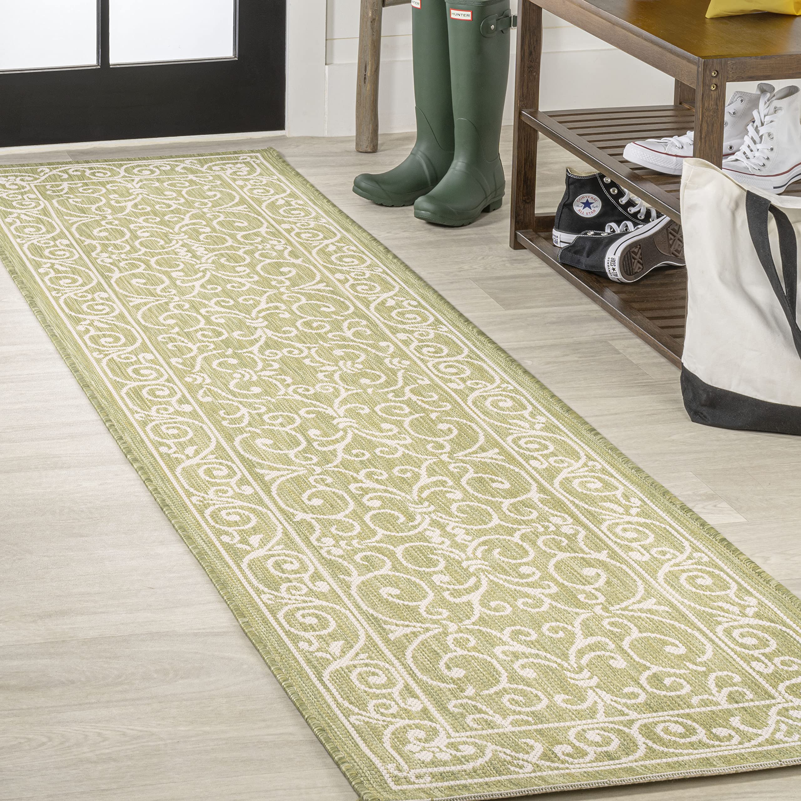 JONATHAN Y SMB106H-9 Charleston Vintage Filigree Textured Weave Indoor Outdoor Area Rug, Coastal,Traditional,Transitional Easy C