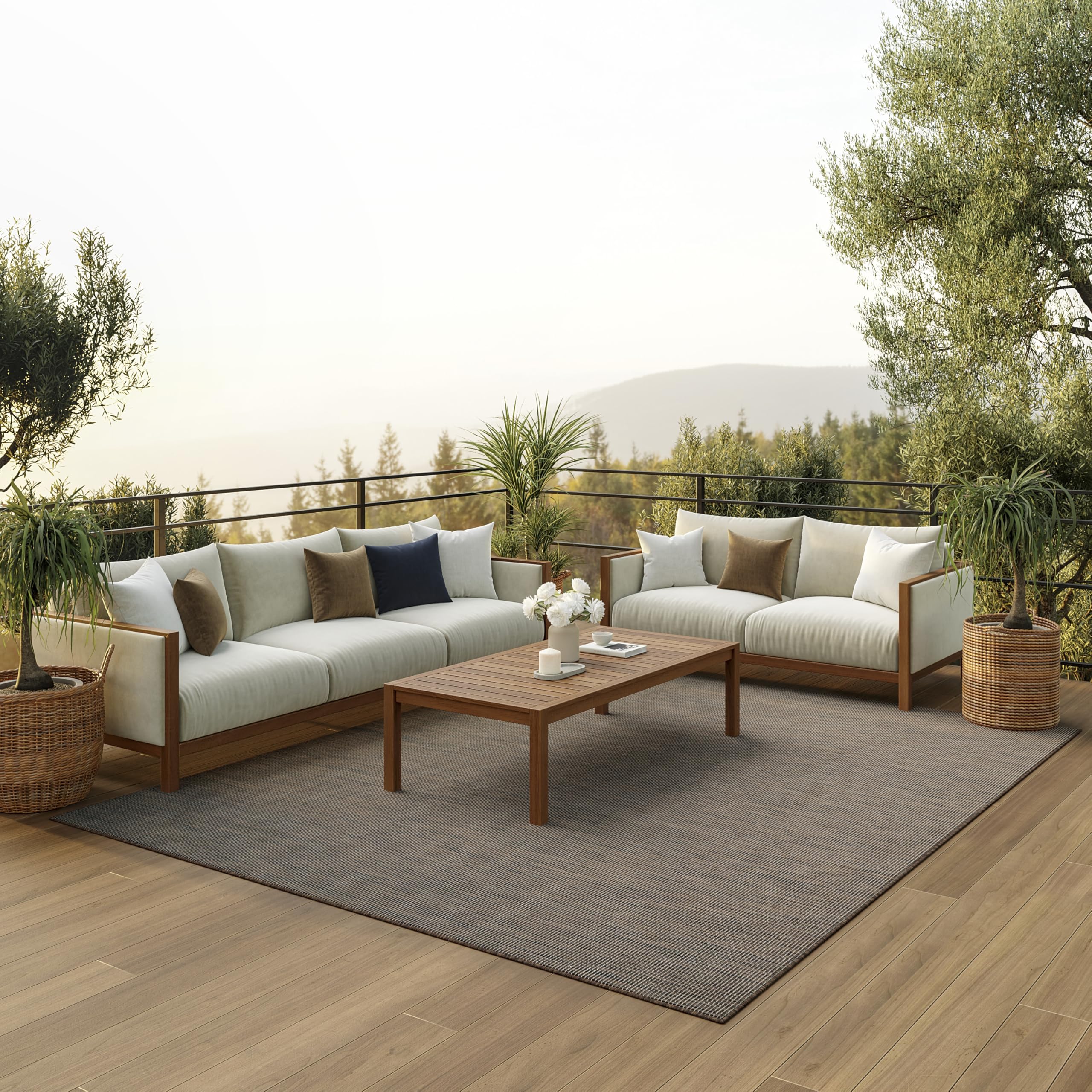 Nourison Positano Indoor/Outdoor Natural 10 x 14 Area Rug, Easy Cleaning, Non Shedding, Bed Room, Living Room, Dining Room, Ba