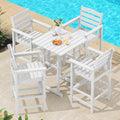 SERWALL 5 Pieces Adirondack Bar Chairs Set, HDPE Adirondack Barstools Chairs with Bar Pub Table, Outdoor Patio Bar Furniture Set