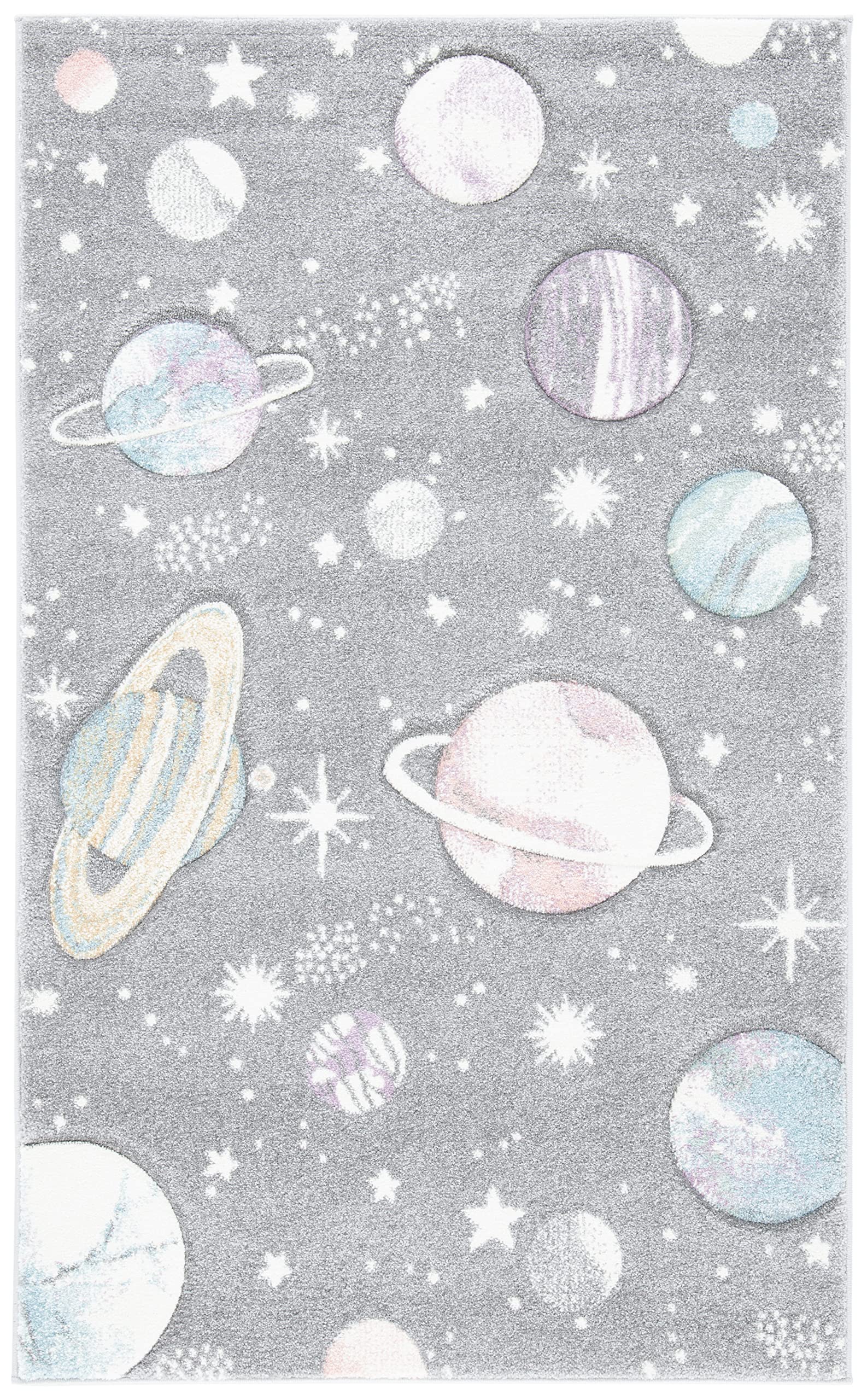 SAFAVIEH Carousel Kids Collection Accent Rug - 23 x 4, Grey & Lavender, Non-Shedding & Easy Care, Ideal for High Traffic Areas