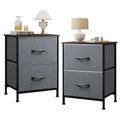 WLIVE Night Stand Set 2, Dresser and Nightstand Sets, Small Dresser for Bedroom with 2 Drawers, End Table with Fabric Bins for C
