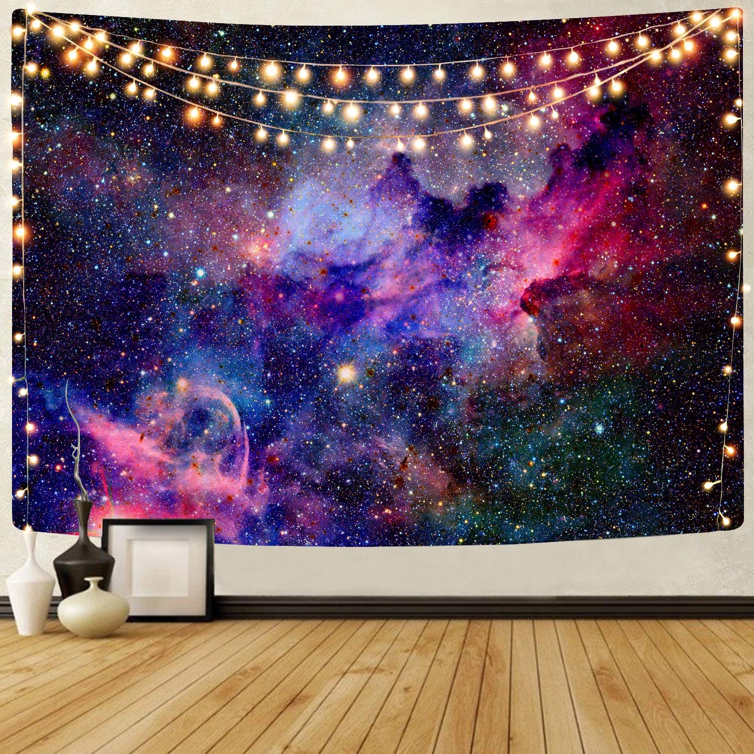 KYKU Galaxy Tapestry Wall Hanging Purple Outer Space Tapestry Cool Trippy Nebula Universe Tapestries for Bedroom Living Room Dor