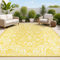 JONATHAN Y Weave Floral Indoor Outdoor Area Rug 9X12 Yellow/Cream, Tela Bohemian Textured for Backyard, Patio, Porch, Easy-Clean