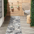 Rugshop Bergamo Contemporary Floral Non-Shedding Easy Cleaning Patio Deck Backyard Indoor/Outdoor Runner Rug 2 x 7 Gray
