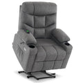 MCombo Power Lift Recliner Chair with Extended Footrest for Elderly People, Fabric 7287 (Dark Gray, Medium-Regular)