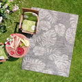 CAMILSON Indoor/Outdoor Rug, Beige 10x14 Leaf Tropical Botanical Area Rugs for Indoor and Outdoor patios, Easy-Cleaning Non-Shed
