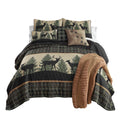 Donna Sharp King Polyester Bedding Set - 3 Piece - Deer Walk Lodge Quilt Set with King Size Quilt and Two King Pillow Shams - Fi