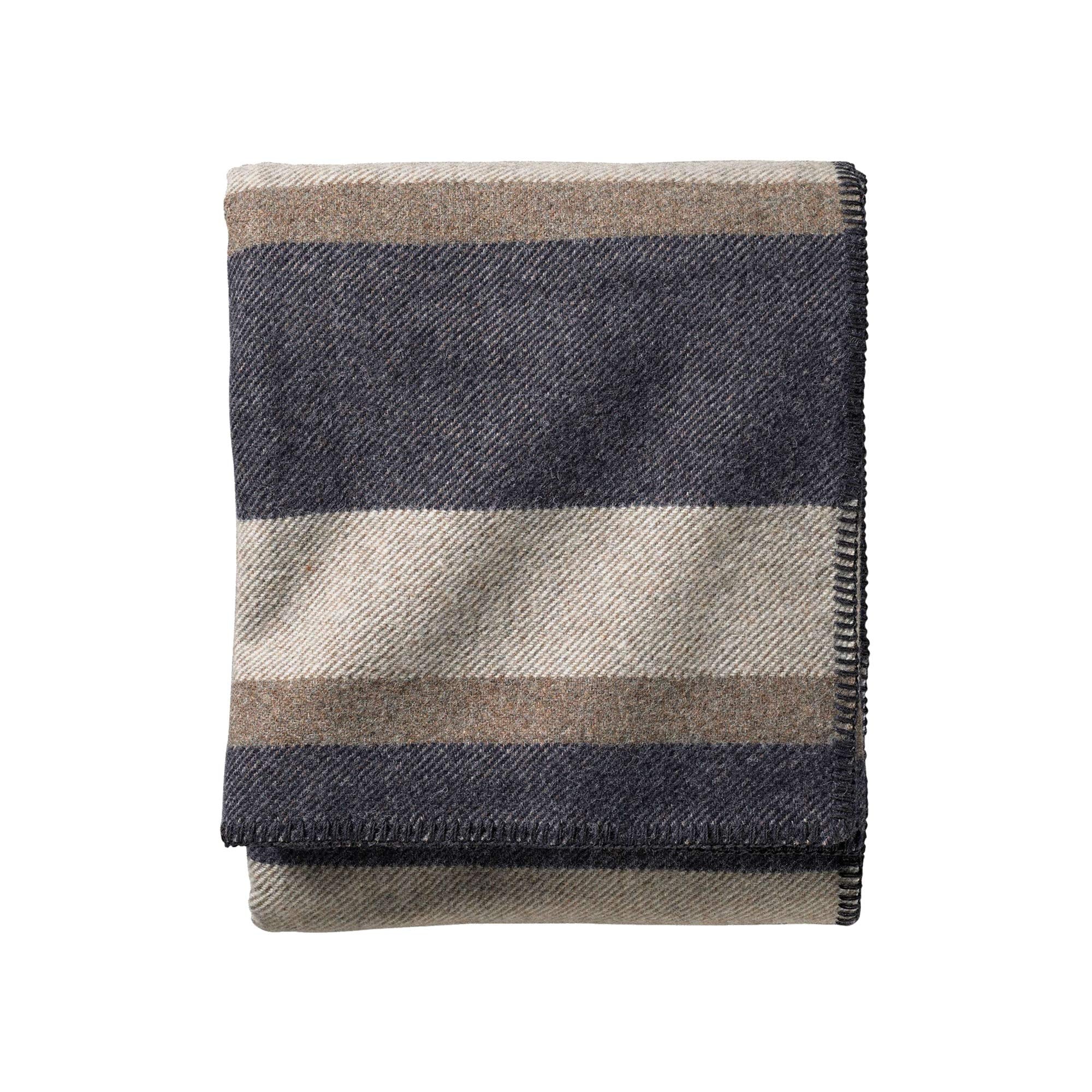 Pendleton, Eco-Wise Washable Wool Blanket, Midnight Navy Stripe, King