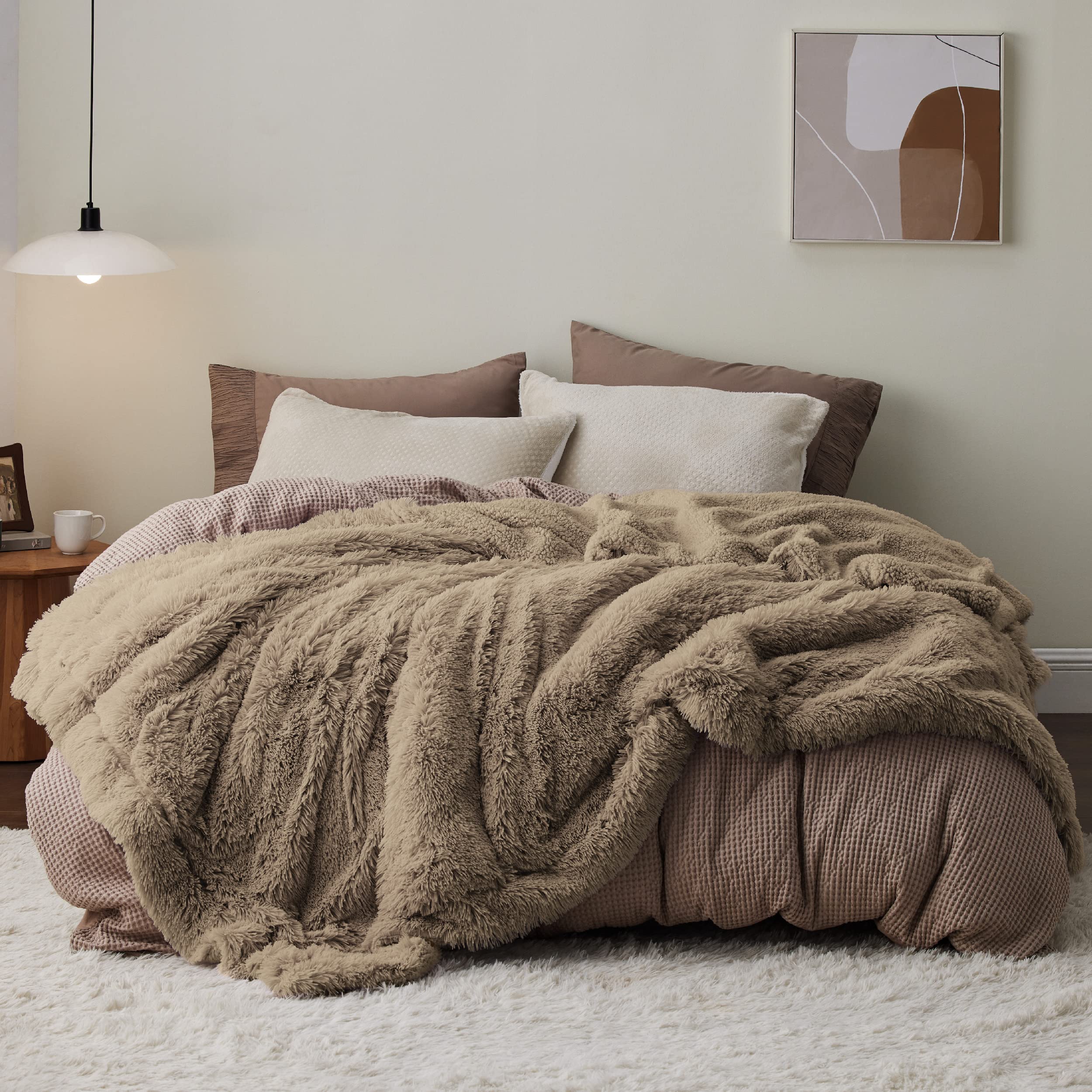 Bedsure GentleSoft Fluffy Brown King Size Blanket for Bed, Thick Soft Sherpa Fleece Faux Fur Bedding Fuzzy Plush Winter Warm Lar