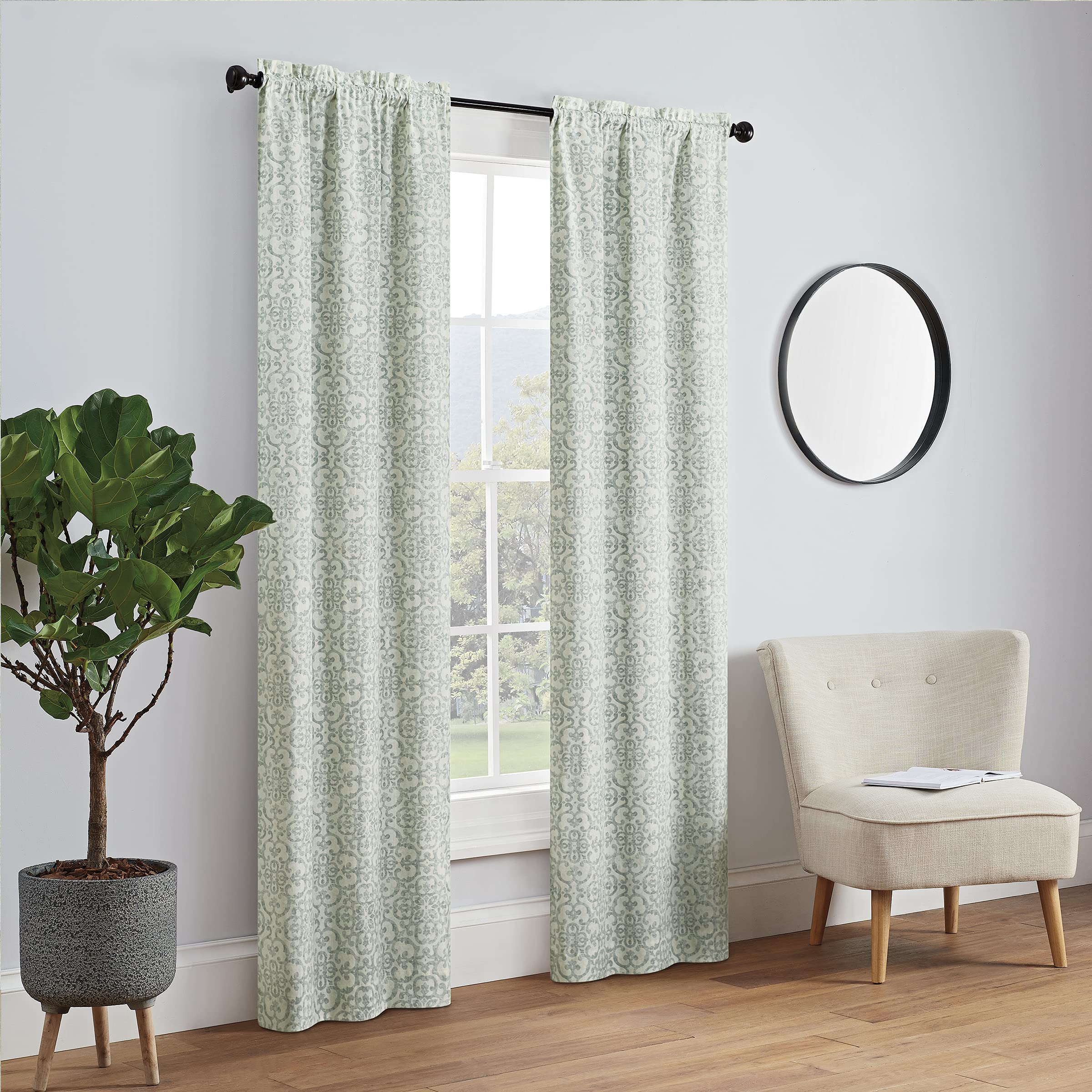 Pairs to Go Brockwell 56 x 84 Rod Pocket Double Panel Privacy Window Treatment Living Room, 28 in x 84 in, Green, 2 Count