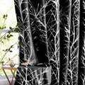 FMFUNCTEX Metallic Tree Blackout Curtains Bedroom Black 84-Inch Length Living-Room Branch Print Curtain Panels Triple Weave Ther