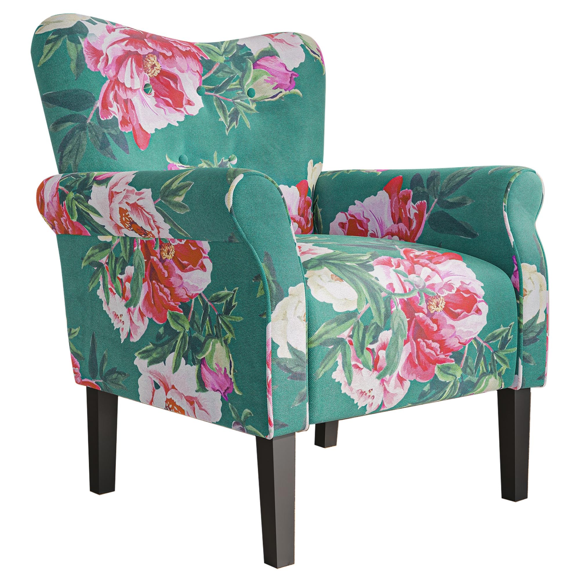 BELLEZE Modern Accent Chair for Living Room, High Back Linen Armchair with Wooden Legs, Upholstered Wingback Side Chair Padded A