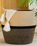 KAKAMAY Woven Baskets for Storage(17x17),Large Cotton Rope Basket Baby Laundry Hamper,Collapsible Basket, Blanket Organizing Liv