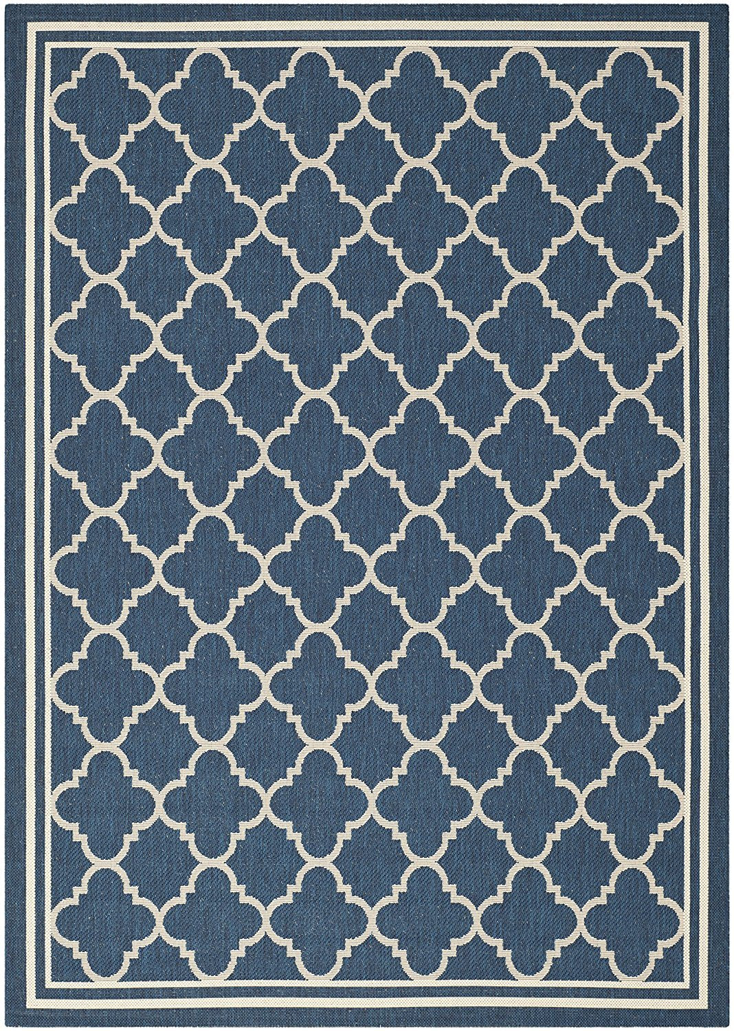 SAFAVIEH Courtyard Collection 67 x 96 Navy/Beige CY6918 Trellis Indoor/ Outdoor Waterproof Easy Cleaning Patio Backyard Area R