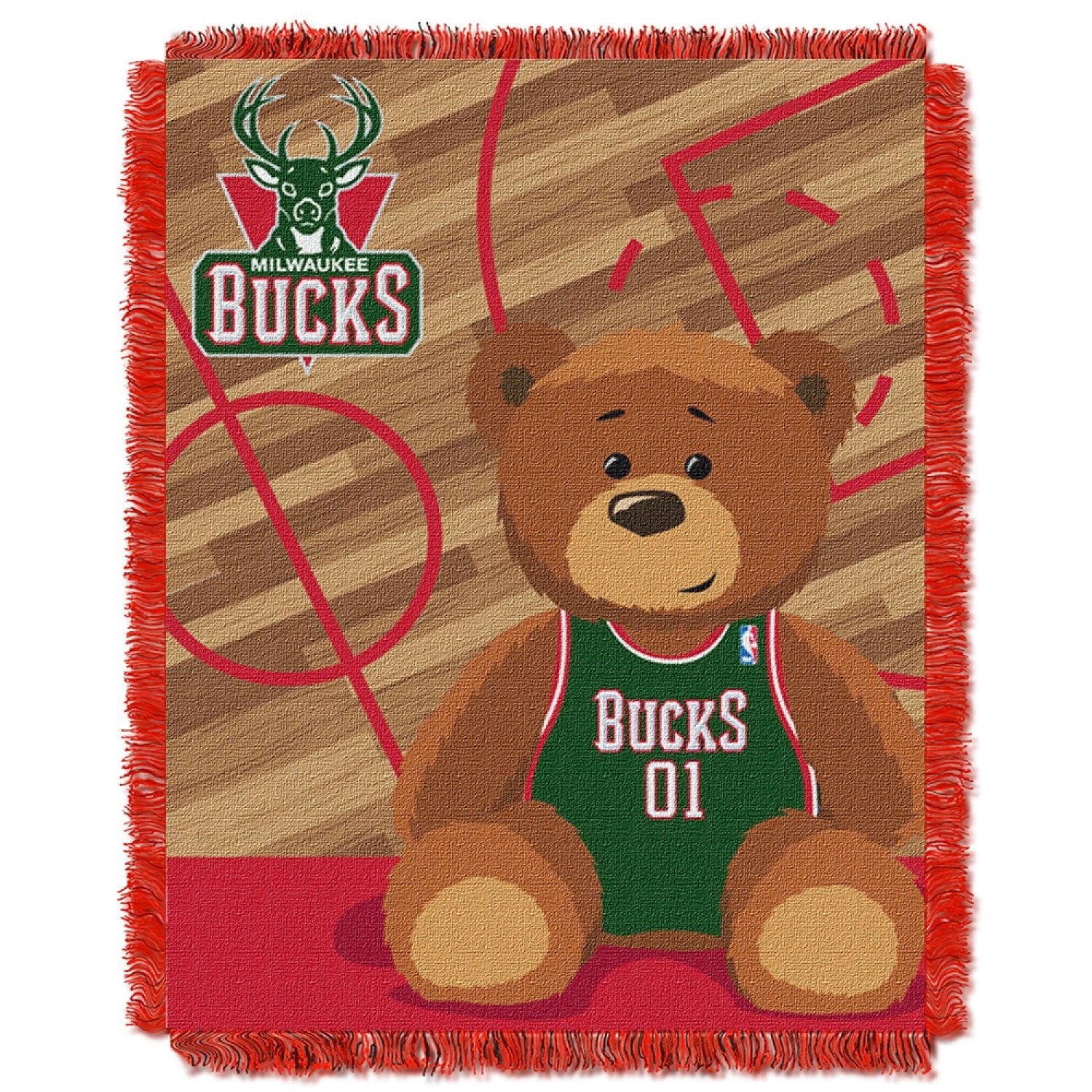Northwest Officially Licensed NBA Milwaukee Bucks Half Court Woven Jacquard Baby Throw Blanket, 36 x 46, Multi Color