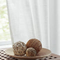 FMFUNCTEX Linen Semi Sheer Curtains 45 Inch Length for Bedroom Living Room, White Curtain Panels Sheer Linen Textured Window Dra