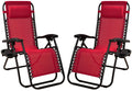 Elevon Adjustable Zero Gravity Lounge Chair Recliners for Patio, Burgundy, 2-Pack