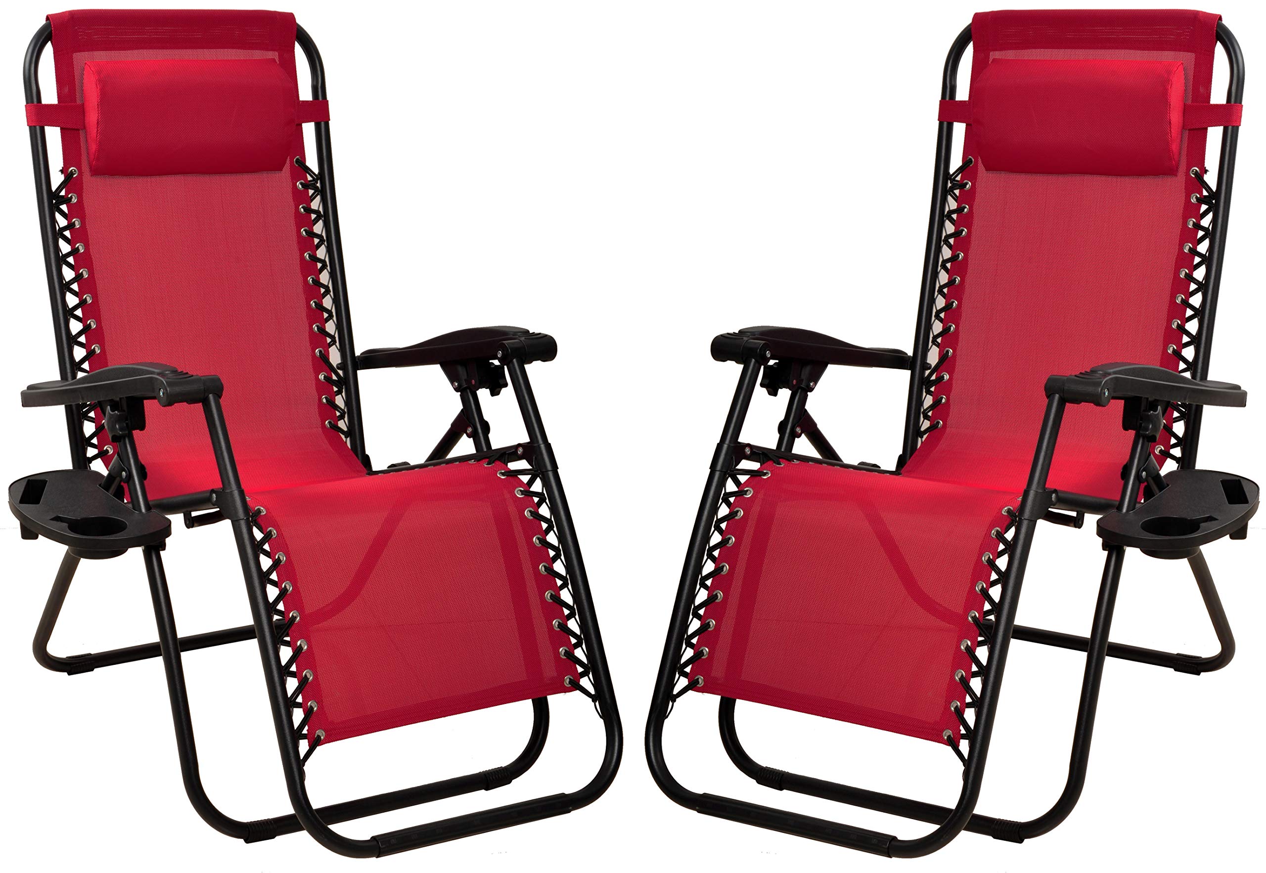 Elevon Adjustable Zero Gravity Lounge Chair Recliners for Patio, Burgundy, 2-Pack