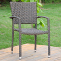 International Caravan Ibiza Resin Pandan Aluminum Square Back Dining Chair (Set of 4) Dark Coffee