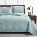 Loves cabin California King Size Quilt Set Spa-Blue Bedspreads - Soft Summer Lightweight Microfiber Bedspread- Modern Style Coi