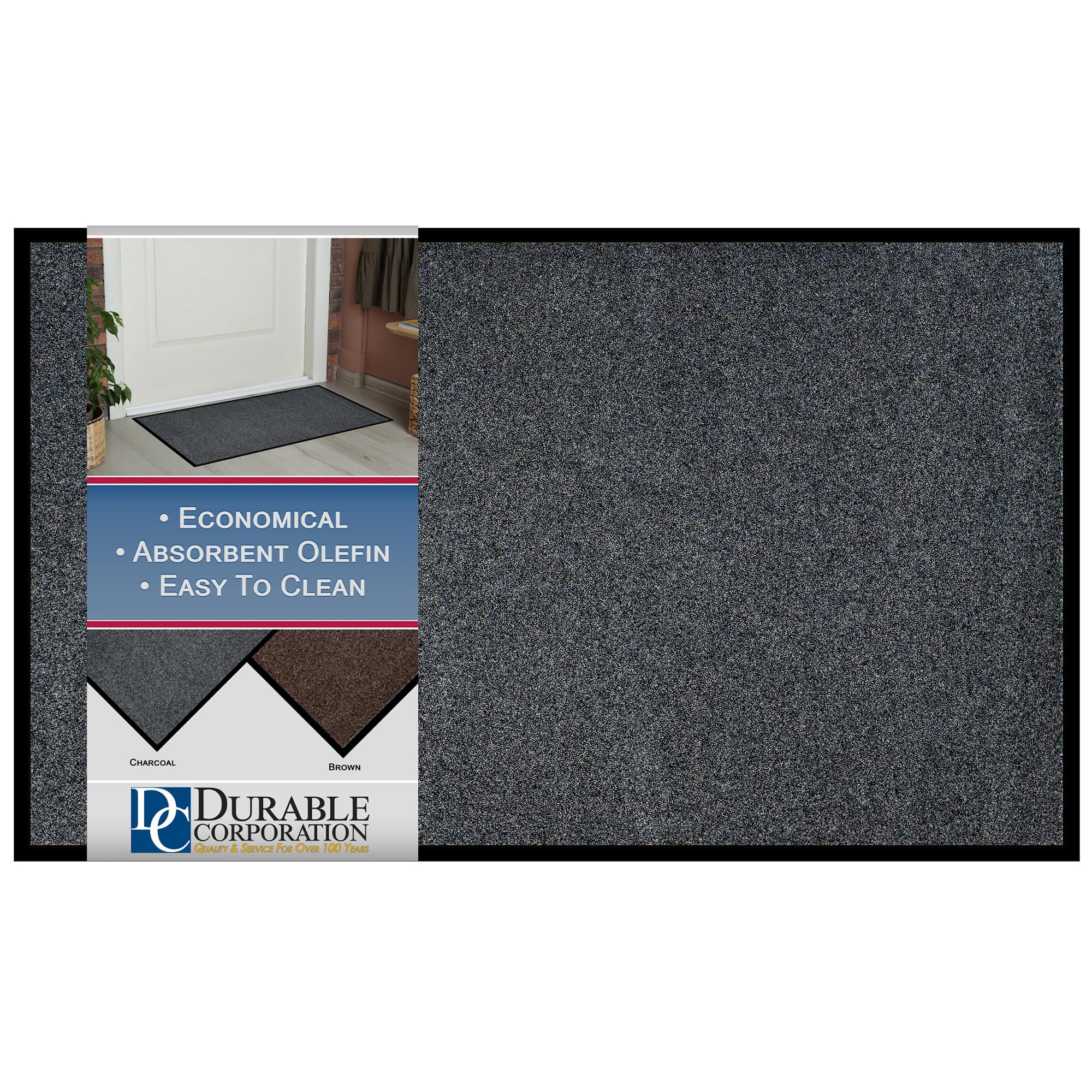 Durable Wipe-N-Walk Vinyl Backed Indoor Carpet Entrance Mat, 4 x 8, Charcoal