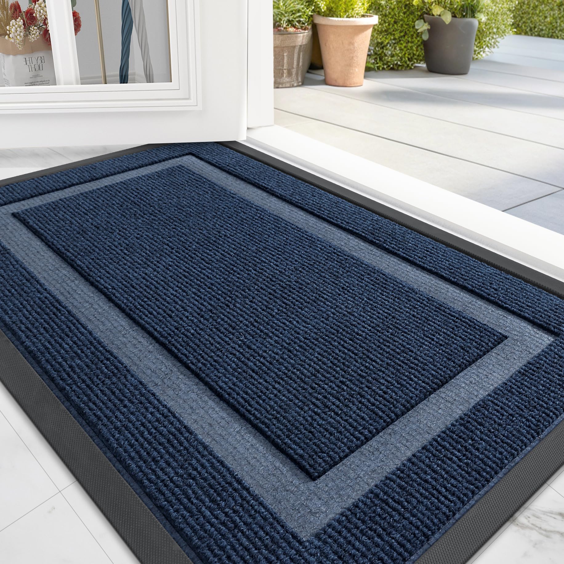 OLANLY Front Door Mat Indoor Outdoor Entrance, Waterproof All-Season, All-Weather Doormat, Sturdy Natural Rubber, Fade Resistant