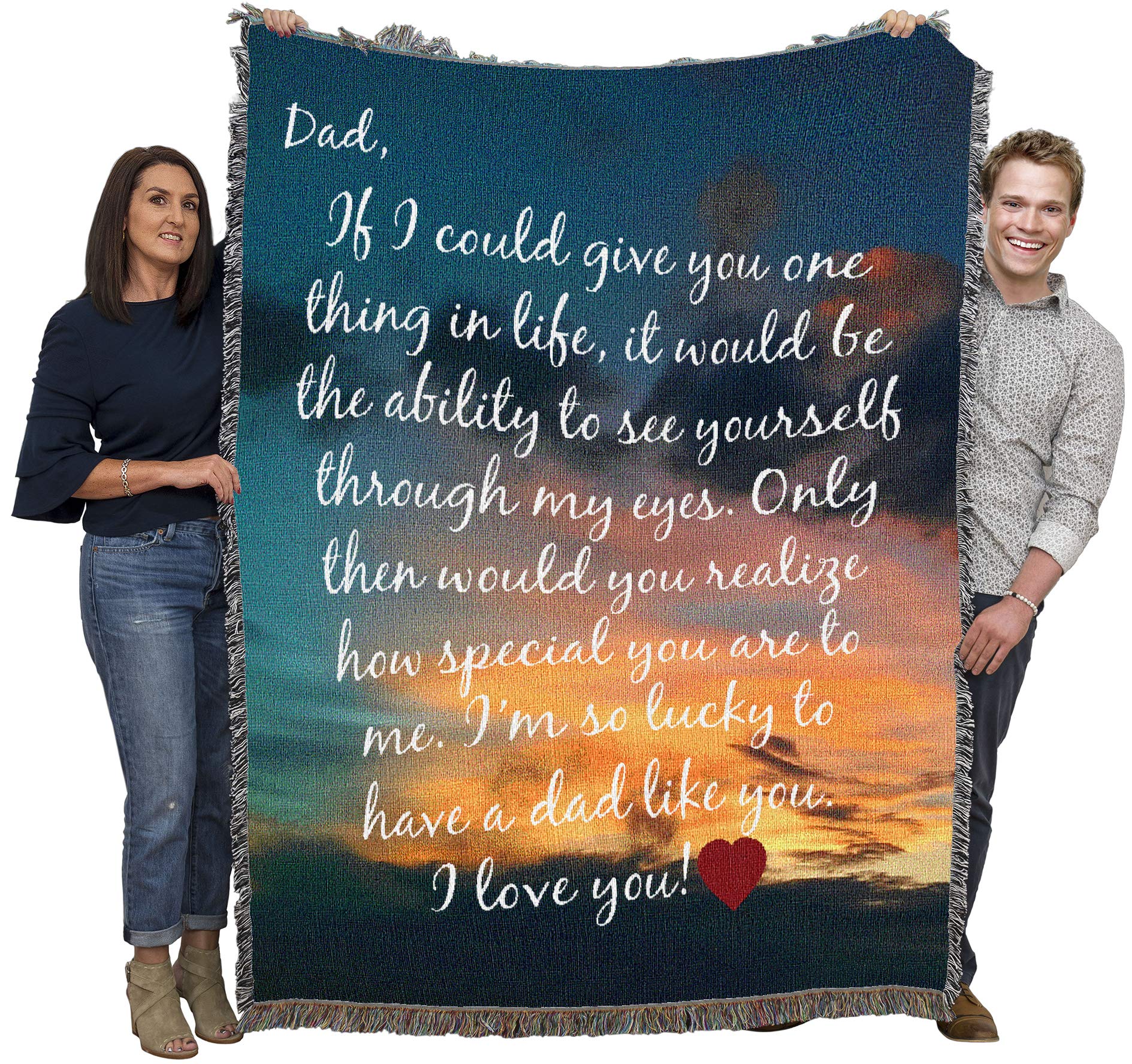 Pure Country Weavers Dad - See Yourself Through My Eyes Blanket - Gift Tapestry Throw Woven from Cotton - Made in The USA (72x54