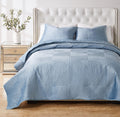 Greenland Home Riviera Velvet Finely Stitched Quilt Set, 2-Piece Twin, Spa Blue