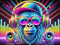 BlissYard Blacklight Tapestry Bedroom DJ Gorilla Music Tapestry 78x59 Inch Funny Monkey Wall Hanging Decor UV Reactive Glow in t
