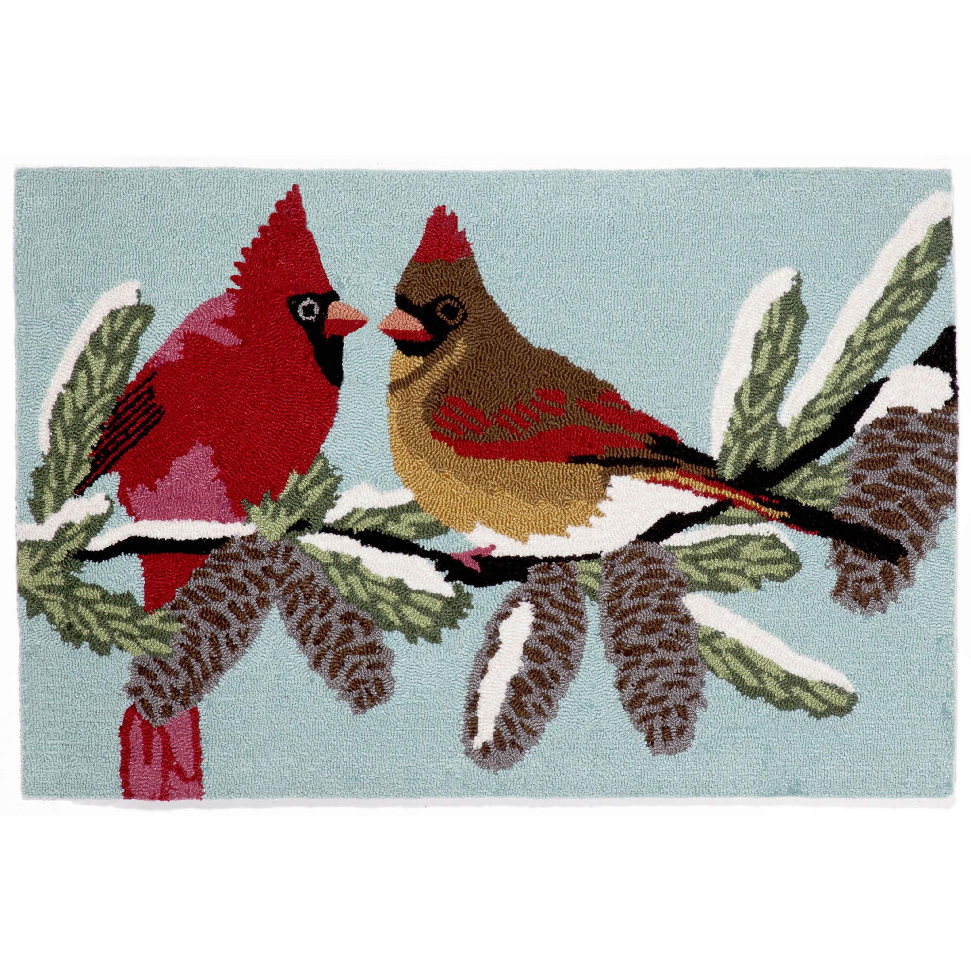 Liora Manne Frontporch Hand-Tufted Indoor/Outdoor Easy Care Area Rug Rug-Transitional, Bird, Botanical, Traditional, Cardinals S