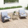 HAPPATIO Patio Bistro Set Outdoor - 3 Pieces Patio Aluminum Conversation Furniture Set, 2 Swivel Chairs with Backrest Rope Desig