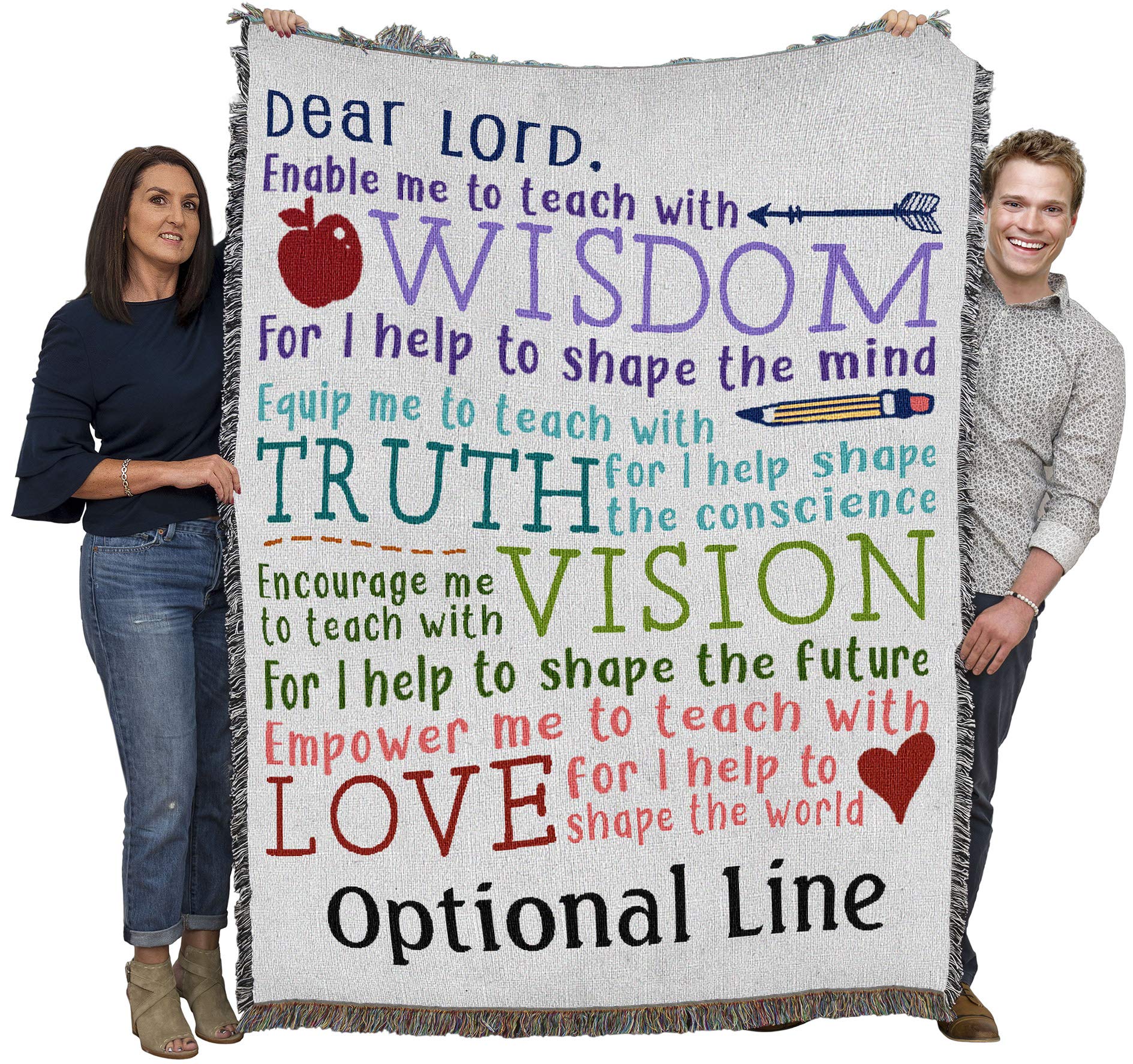 Pure Country Weavers Teacher Prayer Blanket - Personalized - Custom Gift Tapestry Throw Woven from Cotton - Made in The USA (72x