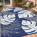 HarmonyHealth Outdoor Rug Waterproof 8 x 10 Reversible Plastic Straw Rug, Modern Tropics Palm Leaf Patio Rug Outdoor RV Carpet, 