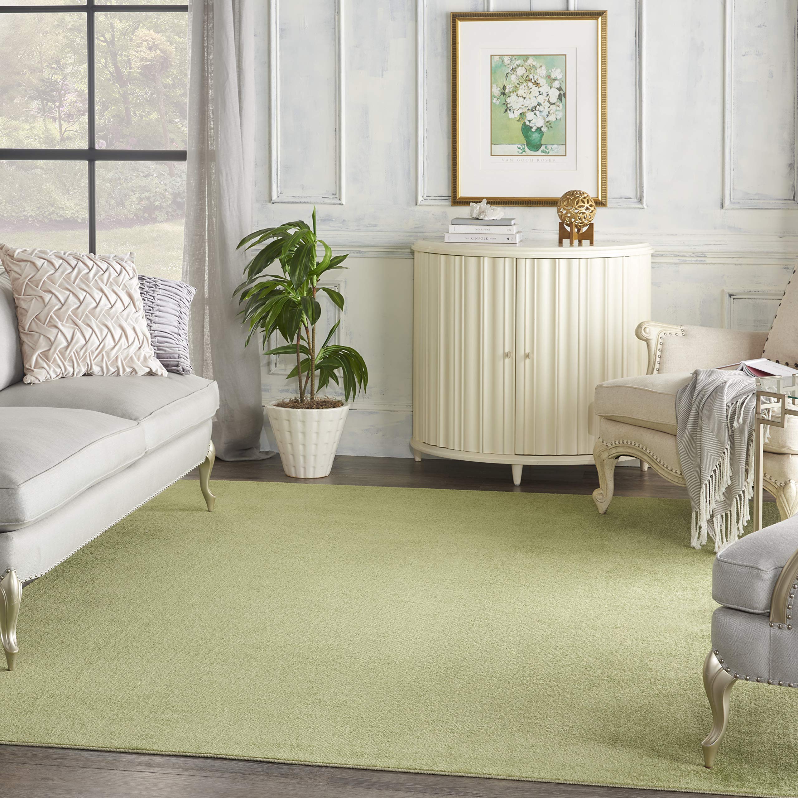 Nourison Home Essentials Indoor/Outdoor Green 8 x 10 Area Rug, Easy Cleaning, Non Shedding, Bed Room, Living Room, Dining Room