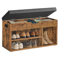 VASAGLE Storage Bench with Cushion, Shoe Bench with Padded Seat, 3 Compartments, Hidden Storage, Shelves, Hallway Bedroom, Load 