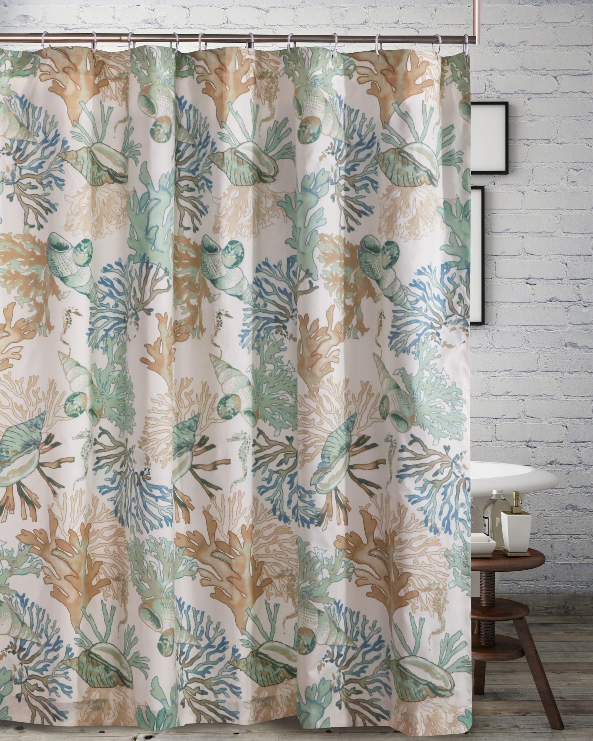 Greenland Home Fashions Fabric Sensations Shower Curtain, Stylish Bathroom Decor, Machine Washable, 72 inches x 72 inches, Atlan