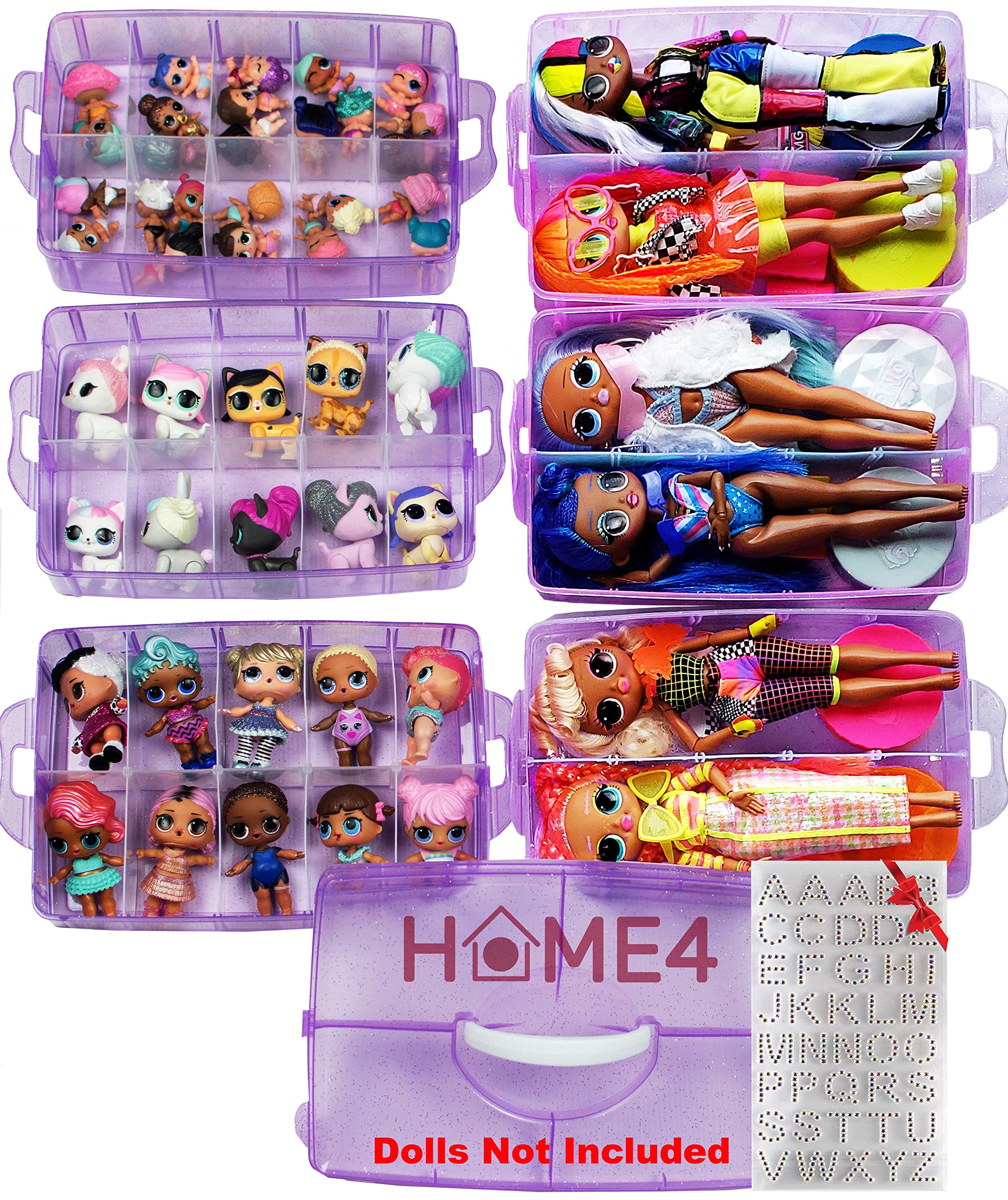 HOME4 No BPA 60 Adjustable Compartments 6 Layers Stackable Storage Container Organizer Carrying Display Case, Compatible with Sm