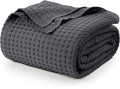 Utopia Bedding Charcoal 100% Cotton Waffle Blanket 300 GSM [King - 90x108 Inch] Soft Lightweight Breathable Bed Blanket for All 