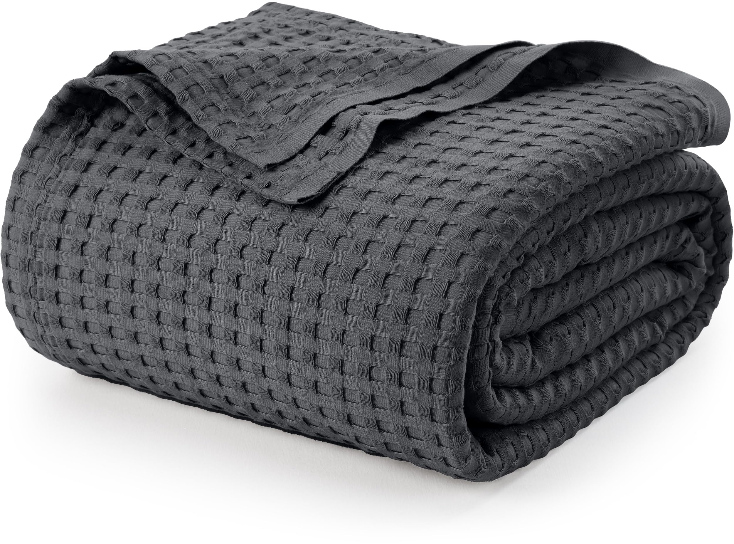 Utopia Bedding Charcoal 100% Cotton Waffle Blanket 300 GSM [King - 90x108 Inch] Soft Lightweight Breathable Bed Blanket for All 