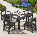 SERWALL Outdoor Dining Set for 4, HDPE Square Table and Chairs Set All Weather Patio Dining Set with 4 Classic Dining Chairs, 5-